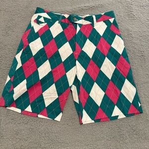 Royal & Awesome Shorts Men’s 34 Blue Arygle Bermuda Performance Lightweight Golf